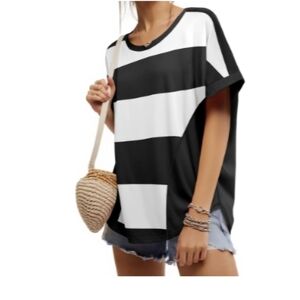 Tankaneo Womens Summer Tops Striped Oversized